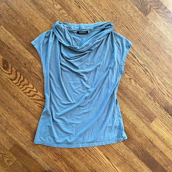 Kulayan Cowl Neck Top - Teal Blue - XL - Organic Bamboo Fabric - EUC - USA-Made - Picture 4 of 9